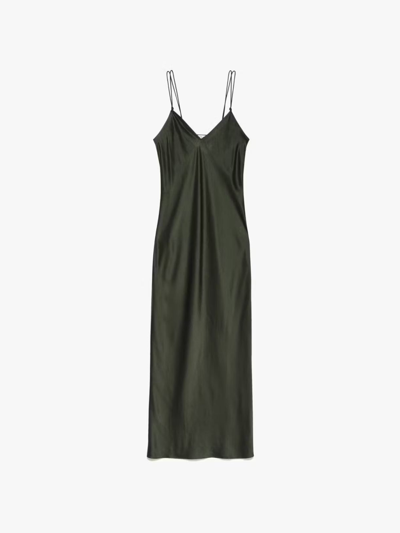 Frame V-neck Cami Dress Surplus Silk In Green