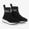 BALMAIN TEEN BLACK HIGH TOP SOCK TRAINERS