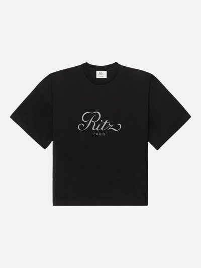 Frame Ritz Men's Cropped Relaxed T Shirt Black Cotton