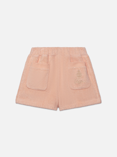 Frame + Ritz Paris Embroidered Cotton-terry Shorts In Pink