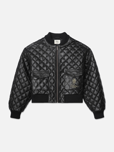 Frame Ritz Women's Quilted Leather Bomber Jacket Black