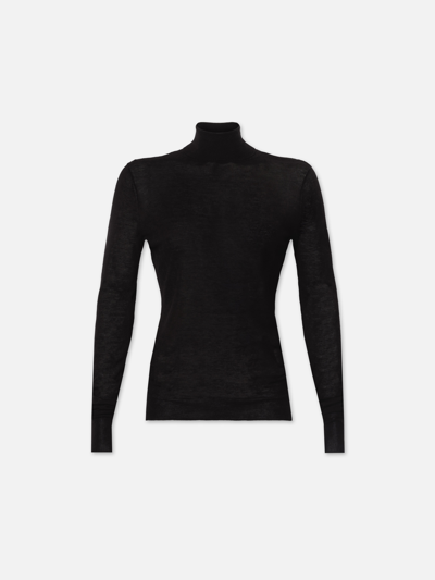 Frame Roll-neck Wool And Silk-blend Jumper In Black