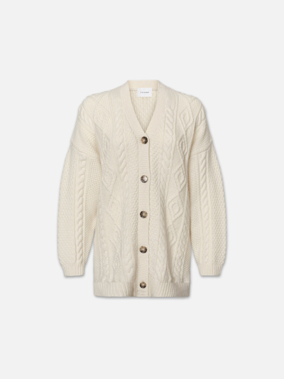 Frame White Cable-knit Wool Cardigan