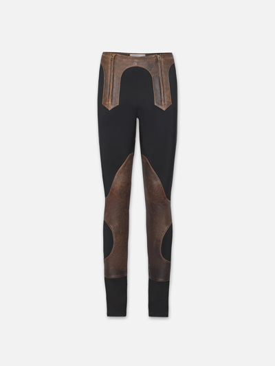 Frame Leather Combo Trousers Black Multi In Brown
