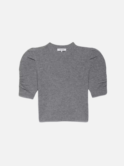 Frame Ruched Sleeve Cashmere Jumper Gris Heather In Grey