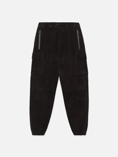 Frame Suede Cargo Jogger Trousers Black Leather