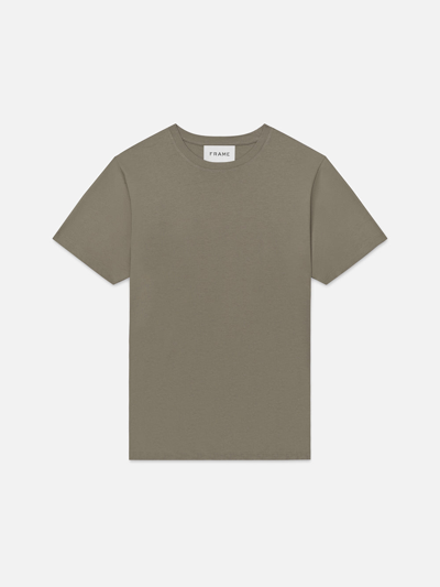 Frame Logo T-shirt Stone Beige 100% Cotton In Green