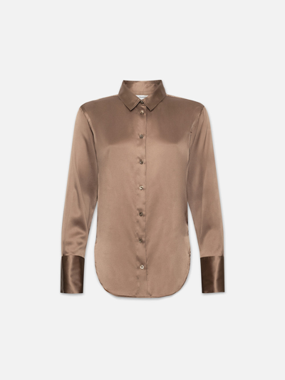 Frame The Standard Shirt Button Down Top Earth Silk In Mushroom