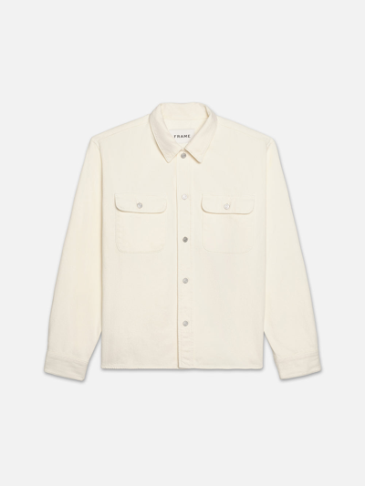 Frame Textured Terry Overshirt Off White 100% Cotton In Neutral
