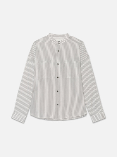 Frame Relaxed Striped Shirt Black White Stripe Cotton In Grey