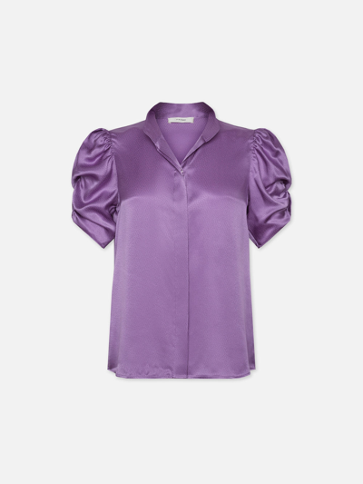 Frame Puff Sleeve Blouse Top Orchid Silk In Purple