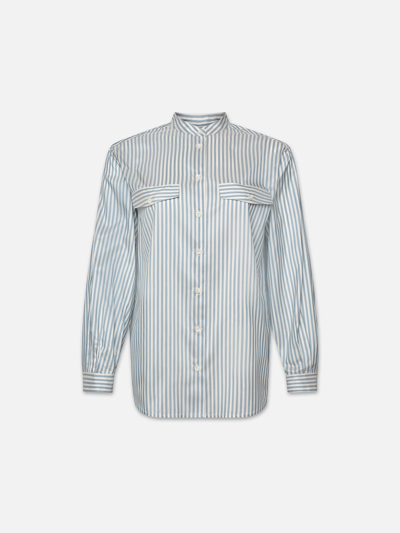 Frame Femme Pocket Shirt Sky Blue Multi 100% Silk
