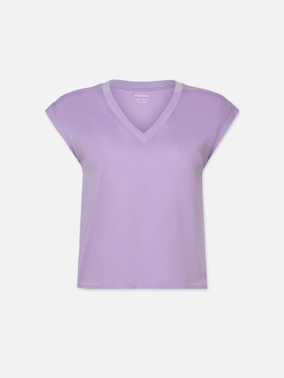 Frame Easy V-neck T-shirt Lilac Cotton In Purple