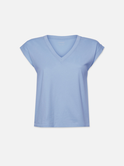 Frame Easy V-neck T-shirt Light Blue Cotton