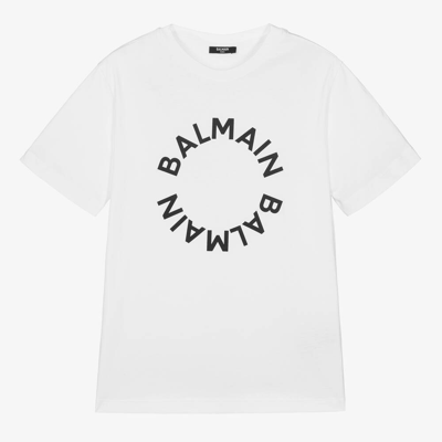 Balmain Teen White Cotton T-shirt