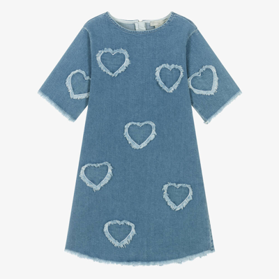 Stella Mccartney Kids Teen Girls Blue Denim Heart Dress