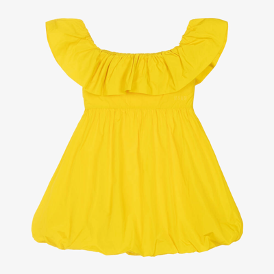 Msgm Teen Girls Yellow Taffeta Bubble Dress