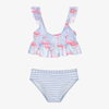 Soli Swim Girls Purple Flamingo Print Bikini (upf50+) In Purple