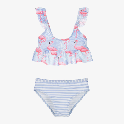 Soli Swim Kids' Girls Purple Flamingo Print Bikini (upf50+)