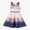 IAME IAME GIRLS PINK & BLUE FLORAL BELTED DRESS