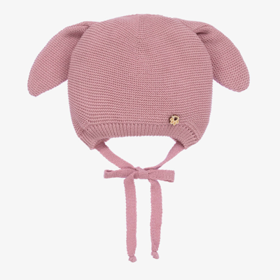 Jamiks Girls Pink Cotton Knit Bunny Ears Baby Hat