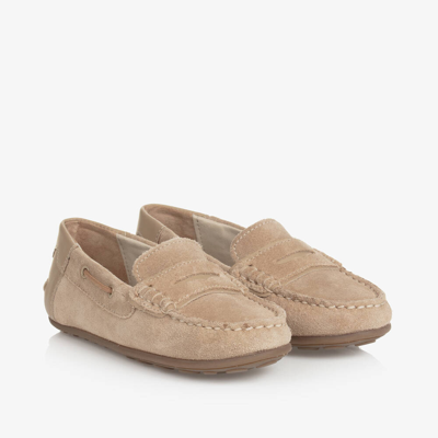 Mayoral Kids' Boys Beige Suede Leather Moccasins