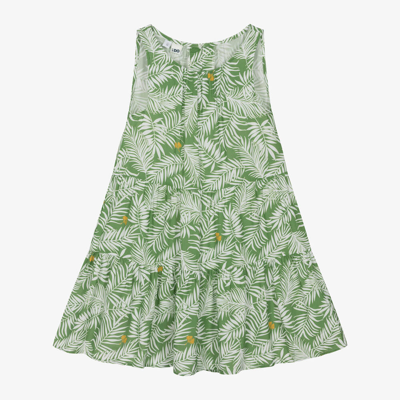 Ido Junior Kids'  Girls Green Palm Leaf Viscose Dress
