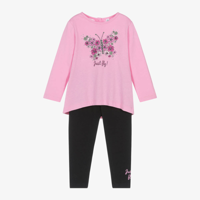 Ido Baby Kids'  Girls Pink & Black Butterfly Leggings Set