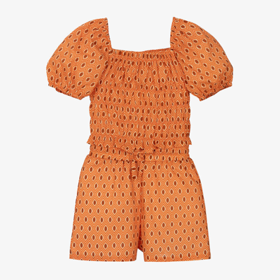 Ido Junior Kids'  Girls Orange Cotton Shorts Set