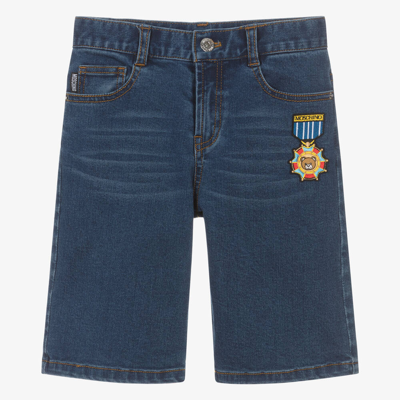 Moschino Kid-teen Teen Boys Blue Medallion Denim Shorts