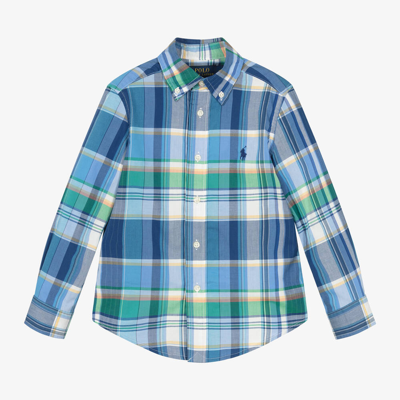 Ralph Lauren Kids' Boys Blue & Green Check Cotton Shirt