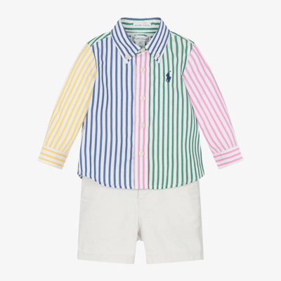 Ralph Lauren Boys Baby Boy Colourblock Striped Cotton Shorts Set In Multi