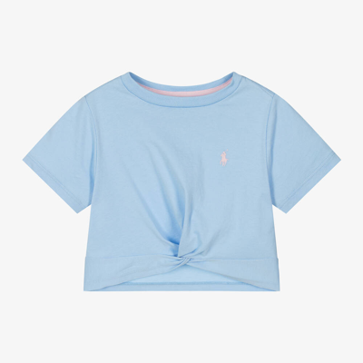 Ralph Lauren Kids' Girls Blue Cotton Twist Front T-shirt