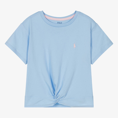 Ralph Lauren Teen Girls Blue Cotton Twist Front T-shirt
