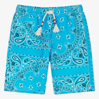 Mc2 Saint Barth Boys Teen Blue Bandana Print Swim Shorts