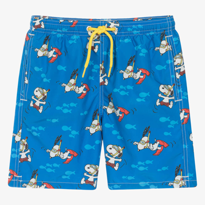 Mc2 Saint Barth Teen Boys Blue Snoopy Swim Shorts