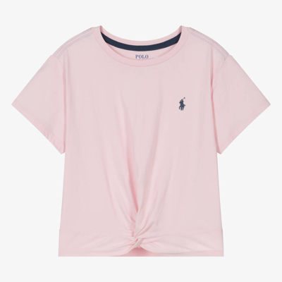 Ralph Lauren Teen Girls Pink Cotton Twist Front T-shirt