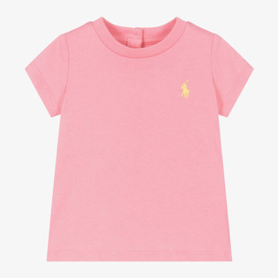 Ralph Lauren Baby Girls Pink Cotton T-shirt In Multi