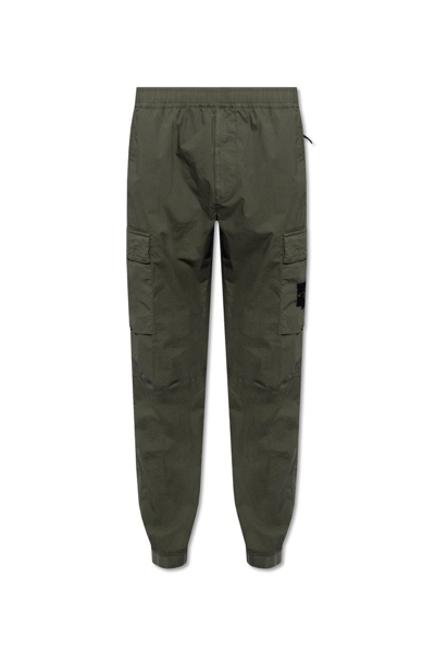 Stone Island Logo Detailed Cargo Trousers In Green