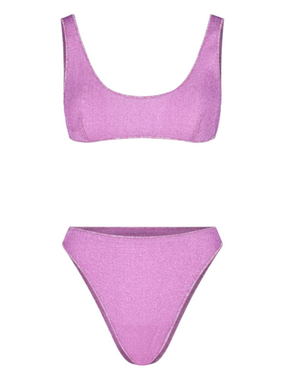 Oseree Oséree Lumiere 90s Glittered Bikini Set In Purple