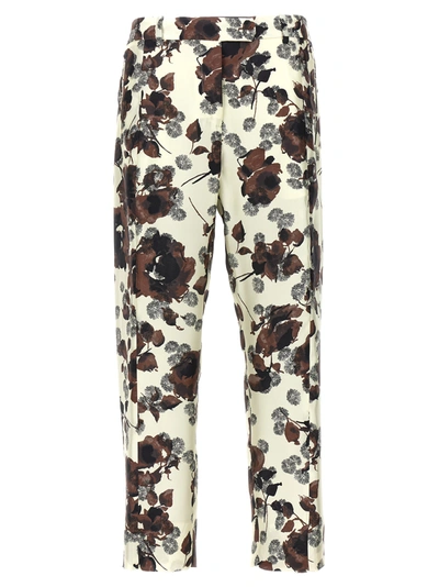 Alberto Biani Floral Print Trousers Trousers In White