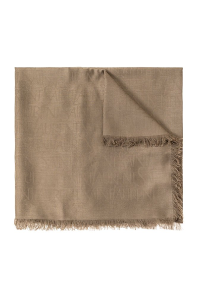 Saint Laurent Large Square Scarf In Beige