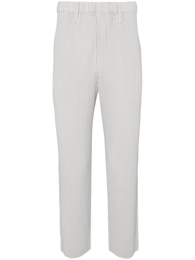 Issey Miyake Basic Tapered Plissé Trousers In Grey