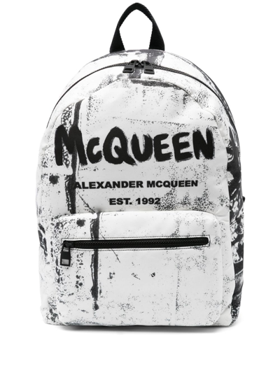 Alexander Mcqueen White Graffiti Metropolitan Backpack