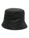 ALEXANDER MCQUEEN BLACK LOGO EMBROIDERED BUCKET HAT