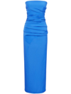 PROENZA SCHOULER BLUE ODETTE DRAPED STRAPLESS DRESS