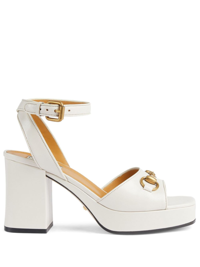 Gucci Off-white Horsebit Heeled Sandals