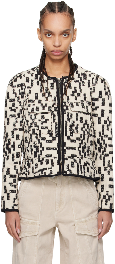 Isabel Marant Étoile Women's Deliona Abstract-print Cotton-blend Cropped Jacket In Black