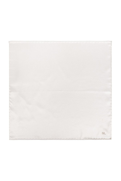 Saint Laurent Sl Pocket Square Scarf In White