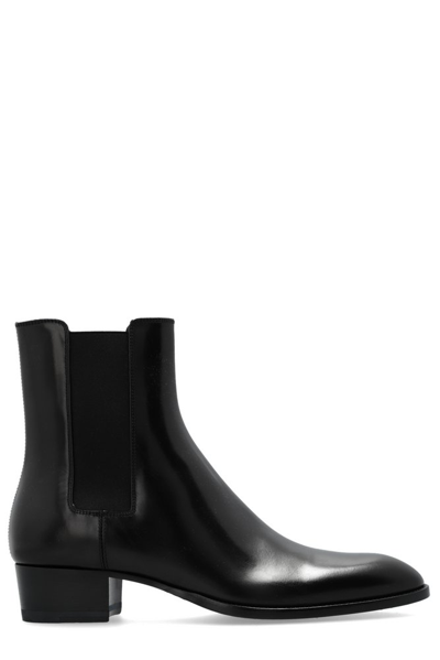 Saint Laurent Wyatt Chelsea Boots In Black